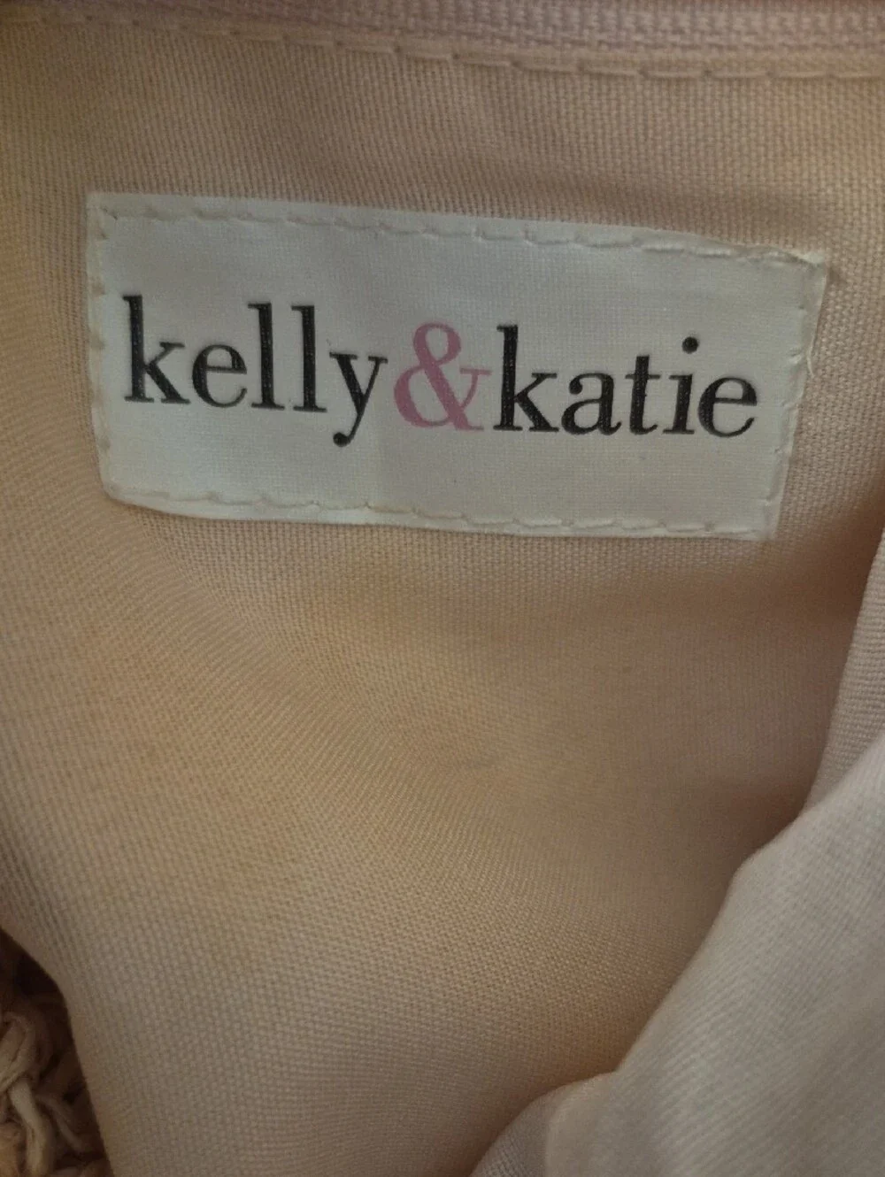 Kelly & Katie Soft Pink Crochet Hobo Bag with Brown Wrapped Handle